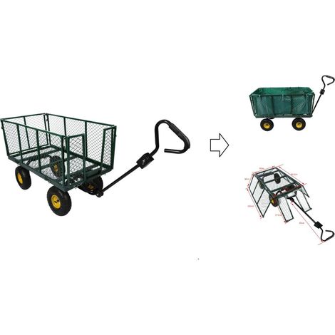 Chariot de jardin à main en métal max 550 kg - bâche PVC amovible