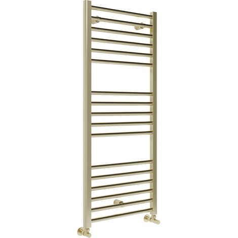 Signature Paragon Straight Heated Towel Rail 1200mm H x 500mm W - Brushed Brass (1/2)