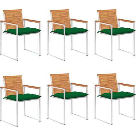 Lot de 6 Chaises de jardin - Chaises d'extérieur pour terrasse/jardin avec coussins Bois d'acacia solide BV733767 - BonneVie (1/5)