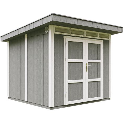 Caseta de jardín de CALIDAD PREMIUM 5,9m²-L279xW293cm - con Suelo,Baldosas Bituminosas y Pintura - Construcción con paneles LP Smartside - Cobertizo jardín exterior TIMBELA M903A - Cavern steel (1/5)