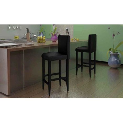 vidaXL Tabourets de bar lot de 6 noir similicuir (1/5)