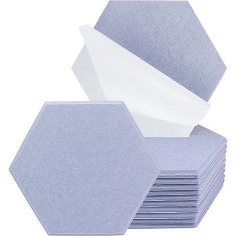 Panneaux acoustiques auto adhésifs mousse acoustique haute densité insonorisants hexagonaux isolation eau 12pcs Gris (1/5)