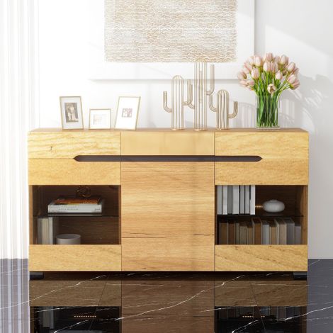 Buffet LED Meuble de salon moderne , Commode moderne avec beaucoup d'espace de rangement - bois (1/5)