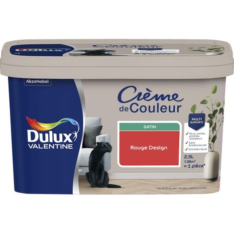 [PROMO] Peinture Crème De Couleur Satin Rouge Design 2,5 L - Dulux Valentine