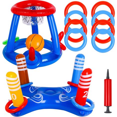 Ballon de basket gonflable pour la piscine, bouée flottante et jeu de lancer de ballon de plage, bataille d'eau amusante pour enfants et adultes. (1/4)