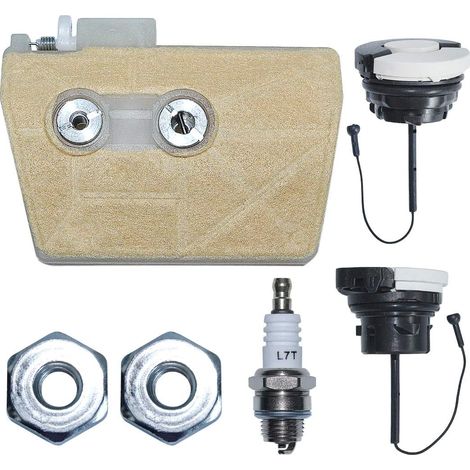 Kit de filtre à air avec bouchon de réservoir d'huile de carburant et écrou de barre pour tronçonneuse Stihl 038 MS380, Remplace 1119 120 1607 (1/5)