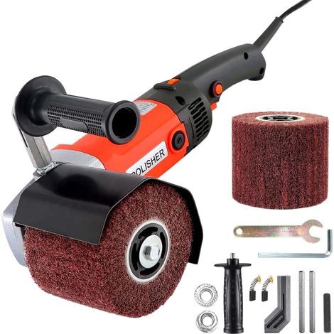 Satin finish machine, sander, brush sander for wood, metal, stainless steel, 230V 1400W, brushing machine, 6 speeds, brush sander for polishing, brushing and smoothing (1/5)