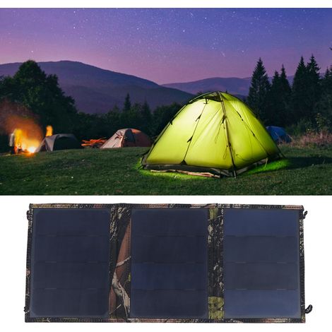 Tragbares 5W 5V Solarpanel für den Außenbereich, faltbar, mit Tasche zum Laden von 5V-Geräten, Tarnmuster (1/5)