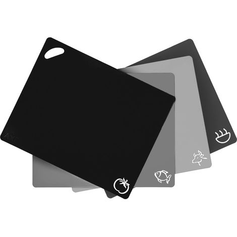 4 pcs Planches à Découper Plastiques Code Couleur - Grande Planche à Découper Plastique sans BPA - Set Planche à Découper Extensible (1/5)