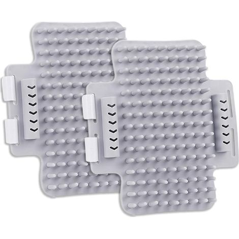 Lot de 2 brosses de toilettage pour chat, griffoir mural/de table en caoutchouc, brosse douce pour le menton des chatons et chiots d'intérieur, idéale pour le bain et le toilettage relaxant, gris.