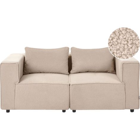 Modular 2 Seater Sofa Beige Boucle Sectional Two Piece Sofa Modern Minimalistic Style AXEBO (1/5)
