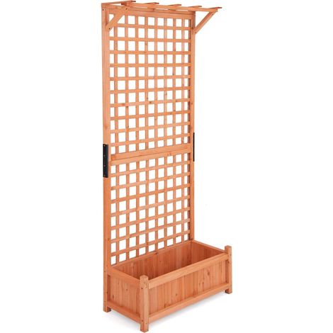 GOPLUS Fioriera a Traliccio in Legno 75x33x183CM per Piante Rampicanti, Fiori, Fioriera con Foro di Drenaggio per Cortile, Giardino, Balcone