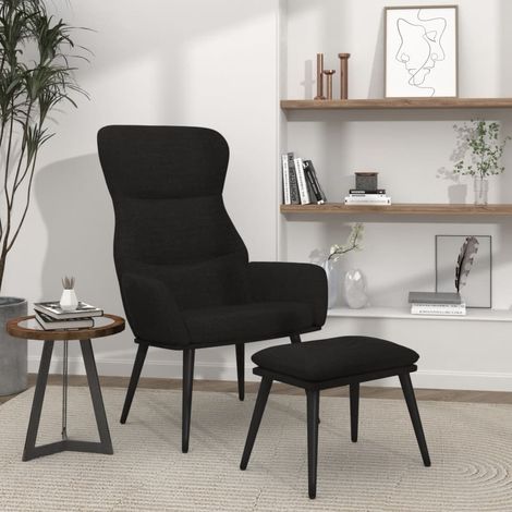 Relaxsessel mit Hocker Schwarz Stoff vidaXL (1/5)