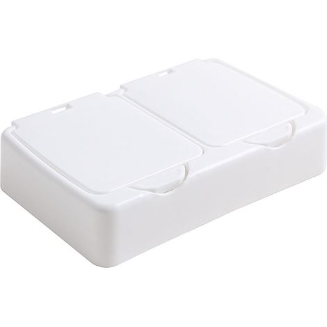 Sollbry Tabla de cortar. Caja de almacenamiento de escritorio. Pequeña caja de plástico blanca con tapas para guardar artículos pequeños, cuentas, tapones para los oídos y joyas en la oficina. (1/5)