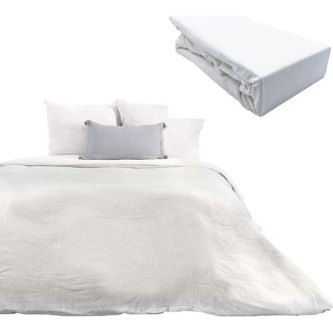 Parure 260x240 gaze de coton BLANCHE + DH OBIO blanc 160x200 (1/4)