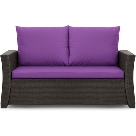 Coussins de canapé meubles de jardin en résine tressée Violet, Coussins balançoire d'extérieur 100x50x50cm Coussin pour banquette 2 places mix