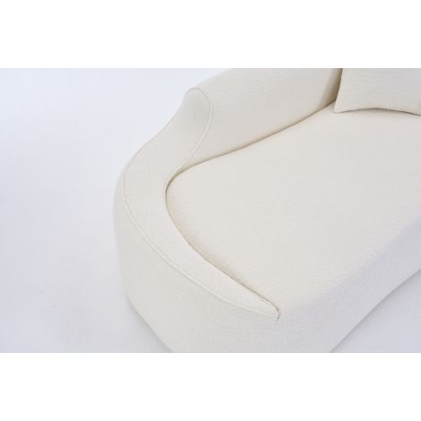 Méridienne intérieure ivoire en chenille, 1 coussin, sans montage, canapé 3-en-1 MEUBLIV (1/5)