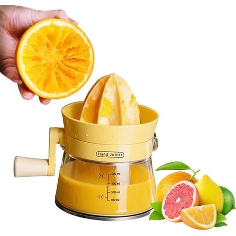 Exprimidor manual de cítricos con manivela: máximo rendimiento de jugo para limón，gran capacidad y fácil de limpiar (1/5)