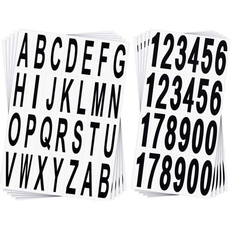 Aougo – Lot de 10 feuilles autocollantes numéros et lettres en vinyle noir – Étanches pour boîtes aux lettres et véhicules – Taille 6,7 x 2,2 cm (1/5)