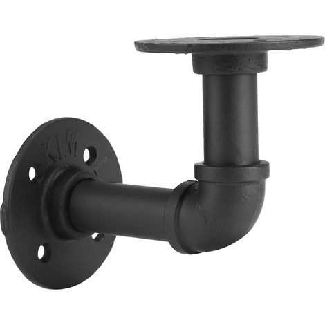 Soportes industriales para postes de bricolaje – Juego decorativo de hierro negro, fijo/desmontable – Tamaño aproximado: 10 x 15 cm (1/2)