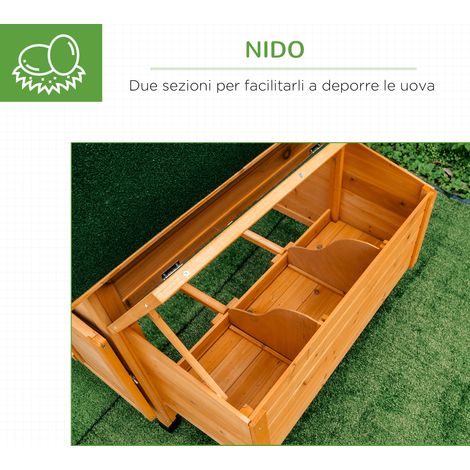 Poulailler, cage de ponte pour poules de jardin avec 2 tiroirs, nid et toit extérieur en bois imperméable, 150 x 100 x 96,5 cm (1/5)
