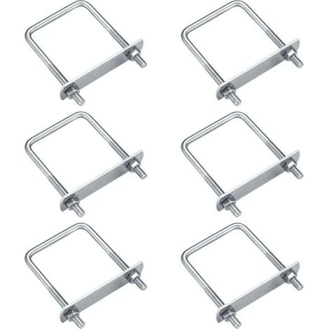 Stück U-Bügel, M6 U-Bügel, Edelstahl-U-Bügel mit Mutter, Platten und Unterlegscheiben, Klemmbolzen zur Rohrbefestigung (rechtwinklig 80x50mm)