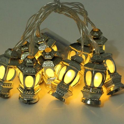 Guirlande lumineuse Musulmane Ramadan à LED - Décoration pour festival, fête, chambre à coucher, anniversaire (blanc chaud, 1,5 m, 10 LED) (1/5)