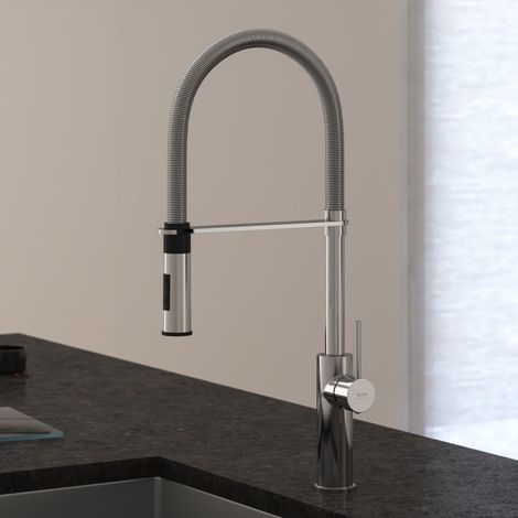 Kronenbach Lima Professional Einhebel Küchenarmatur mit schwenkbarem, flexiblen Auslauf, Handbrause mit 2 Strahlarten