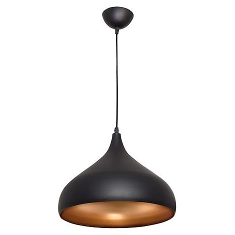 Plafonnier Vintage Bonn en noir et or, diamètre 32 cm, hauteur réglable pour salon, salle à manger et bar, douille E27 en métal de haute qualité (ampoule non incluse) (1/4)