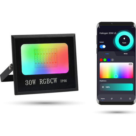 Foco halógeno LED WiFi Tuya de 30 W RGBCW (1/5)