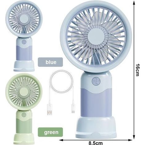 Ventilatore portatile, mini ventilatore a mano con porta USB e 3 velocità, ventilatore tascabile per ufficio, viaggi, spiaggia, campeggio (verde, blu) (1/4)