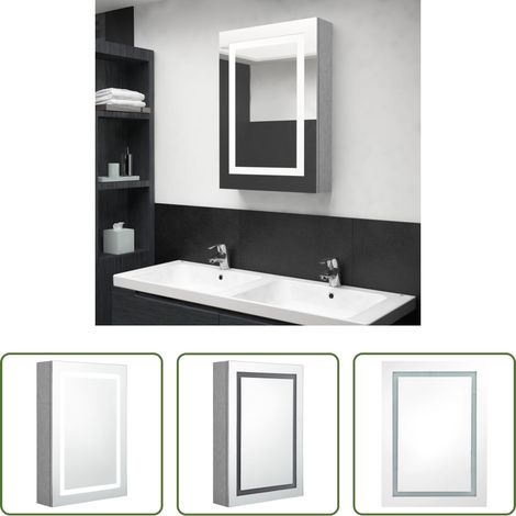 vidaXL LED-Bad-Spiegel - LED-Bad-Spiegelschrank Betongrau 50x13x70 cm (1/5)