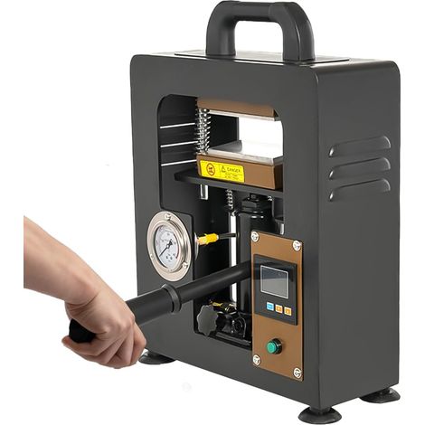 Machine De Presse à Chaud Hydraulique, 5 Tonnes, Presseur Manuel Avec Double Plaque, Presse Thermique Portable, 6 X 12 Cm, Double Plaque Chauffante à Coller, T-Shirts, SéChage De Fleurs (Gris) (1/5)