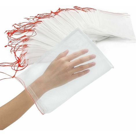 Sacs de fruits pour arbres fruitiers, filet de protection des fruits 100 PCS 6x10 pouces avec cordon de serrage, sac de protection en filet pour plantes de jardin pour raisin, tomate, banane, pêche, p (1/5)