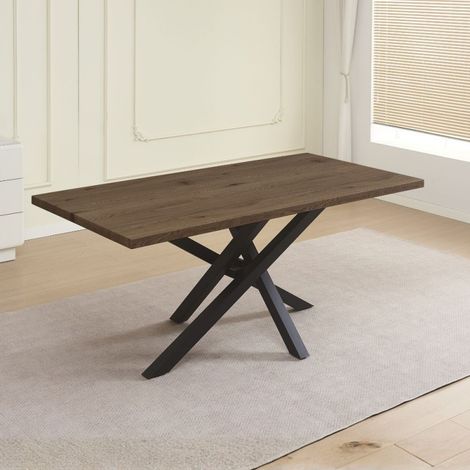 Mesa fija con tablero de roble y patas de metal negro 180x90x76H Ronan (1/3)