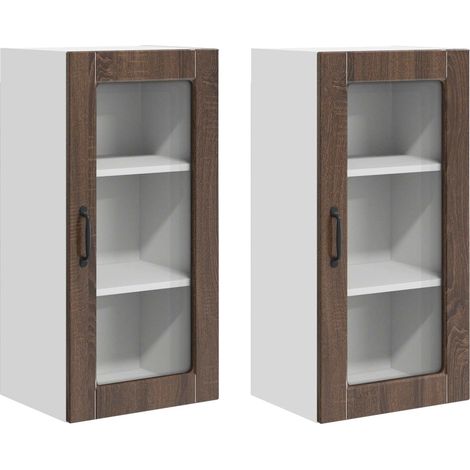 Maison Exclusive - Mobile in vetro da parete LUCCA 2 pcs Rovere Marrone