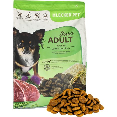 "translations":["text":"4 kg de Lecker.Pet® Josie's Adult Agneau & Riz - Croquettes pour chiens - Aliment complet","detectedsourcelanguage":"DE","taghandlingversion":"v1 (1/5)