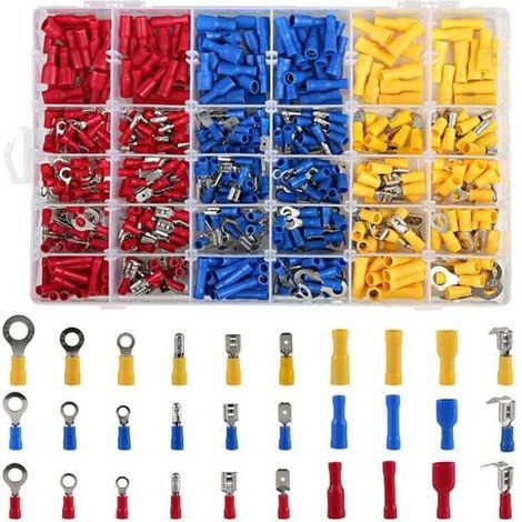 Enowelir Cosses Électriques 480 Pièces pour Voiture, Connecteurs à Sertir Ronds et Plats Mâles Femelles avec Boîte de Rangement (1/5)