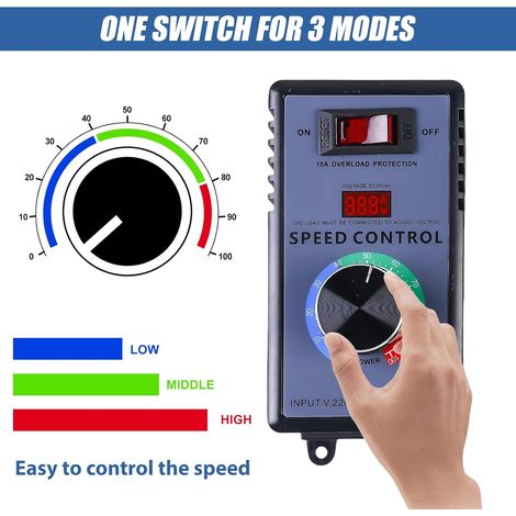 Régulateur de vitesse pour moteur : Régulateur de tension Régulateur de vitesse pour meuleuse angulaire/souffleurs/perceuses à main/scies circulaires Régulateur de tension, AC 220 V 10 A 4000 W (1/2)