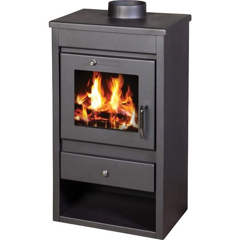 V05 – Poêle à bois 9 kW – Classe A – Évacuation des fumées 150 mm – Dimensions 454x400x850 mm – Pour bois dur et teck (1/2)
