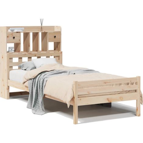 Maison Exclusive - Massivholzbett mit Regal ohne Matratze 100x200