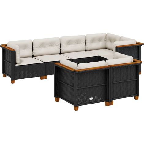 vidaXL Set Divani da Giardino con Cuscini 7pz Nero Polyrattan (1/5)