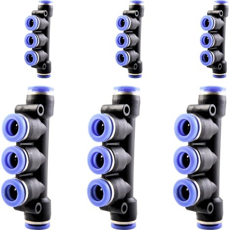 10 pièces 16 mm répartiteur en Y à 3 voies, raccord pneumatique, rapide plastique raccords Push to Connect, adaptateur de conduite d'air PY - PK-8mm (1/5)