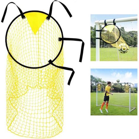 Fußballzielscheibe – Das perfekte Trainingsgerät für das Üben der Schussgenauigkeit, mit hervorgehobenen Torzonen. (1/4)
