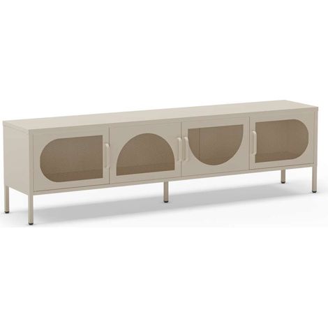 Mueble televisión modelo Toledo 4 puertas acabado metal crema, 180cm(ancho) 50cm(alto) 35cm (largo)