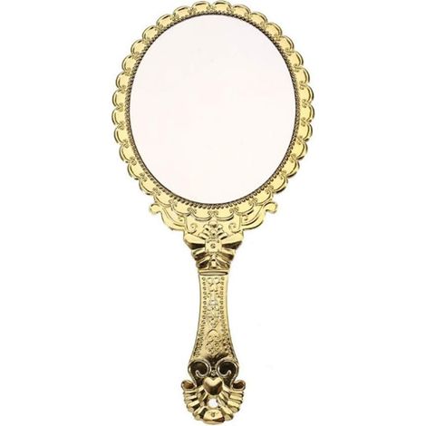 Miroir à main professionnel - 1 unité - Verre et ABS doré - Vision rétroversible - Salons de coiffure et usage personnel - 25 x 11,5 cm (1/5)