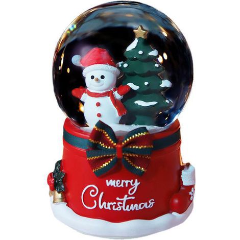 Boîte à musique de Noël avec bonhomme de neige lumineux - Décoration musicale en résine pour enfants et étudiants (1/5)