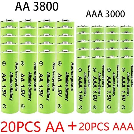 Pile rechargeable AA+AAA Ni-MH, 1,5 V, 3800-3000 mAh, pour lampes de poche, jouets, montres, lecteurs MP3, remplacement. (1/5)