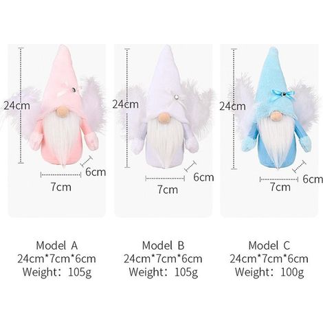 Gnome de Noël sans visage, poupée en plumes artificielles, gnome de Noël fait main, ange, lutin suédois, décoration de Noël, ornements (1/5)