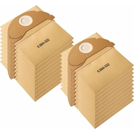 20 sacs aspirateur en papier pour Kärcher WD2 Premium et MV2, sacs à poussière référence 6.904-322.0, remplacement (1/5)